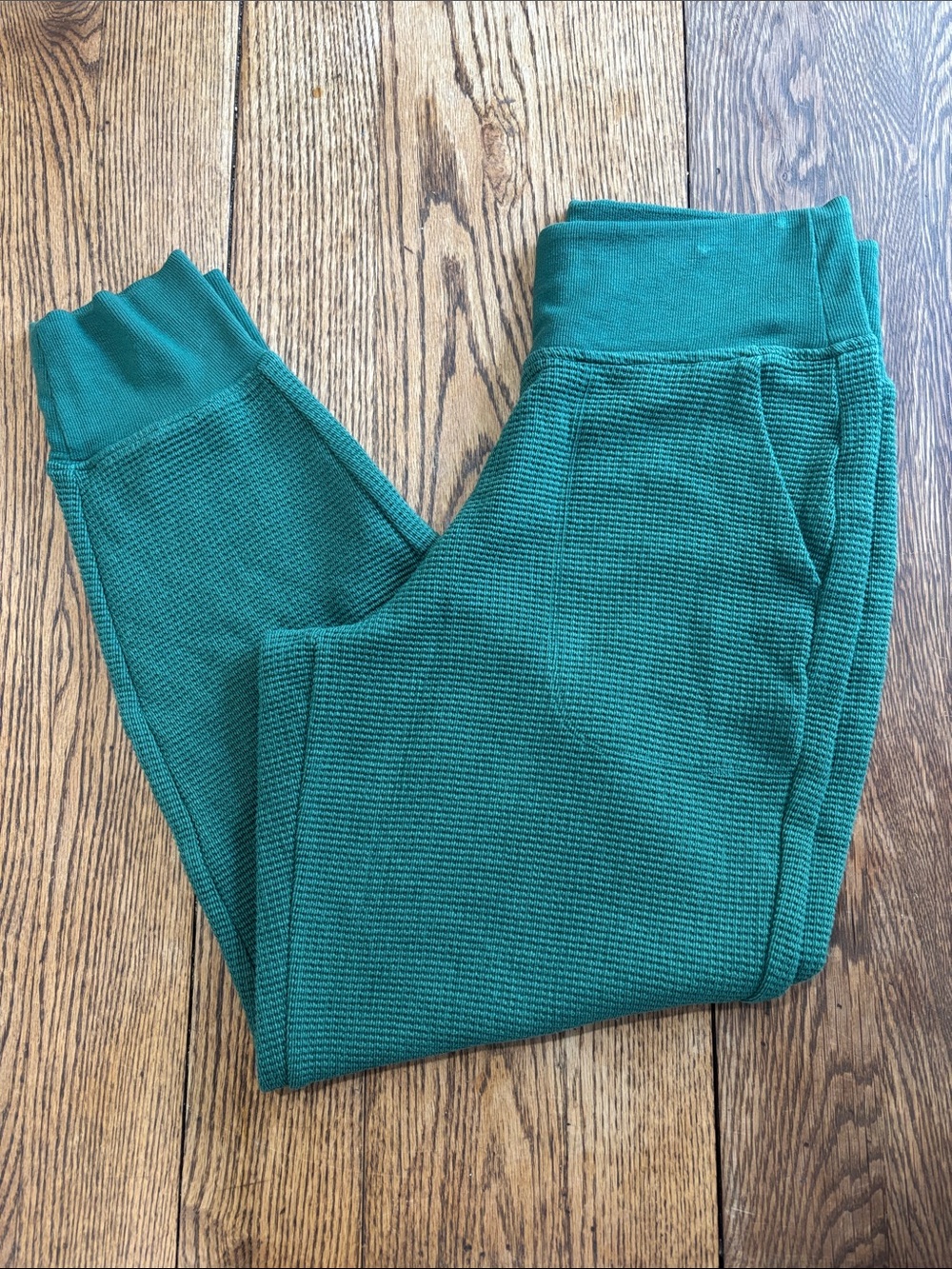 Athleta Green Waffle Knit Joggers